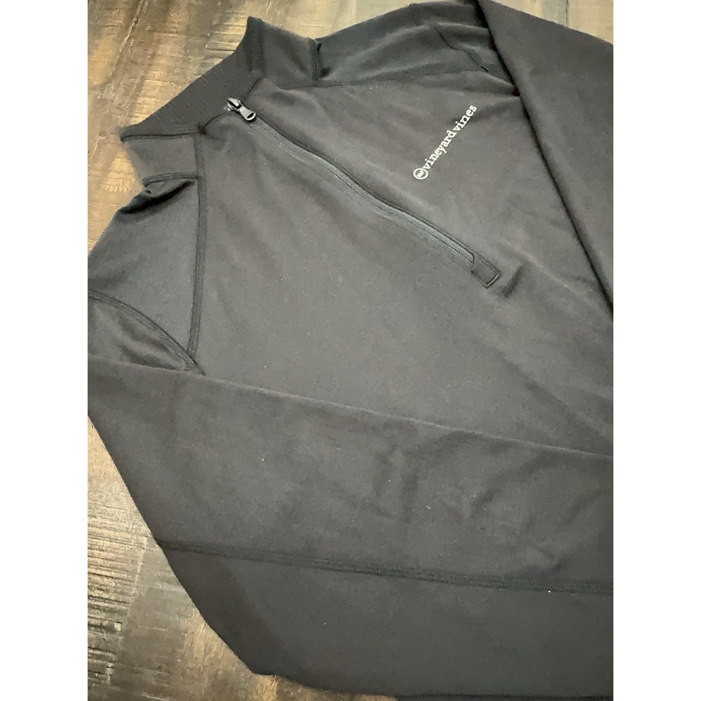 Vineyard Vines Pullover Mens Small Black 1/4 Zip Performance Top Lightweight